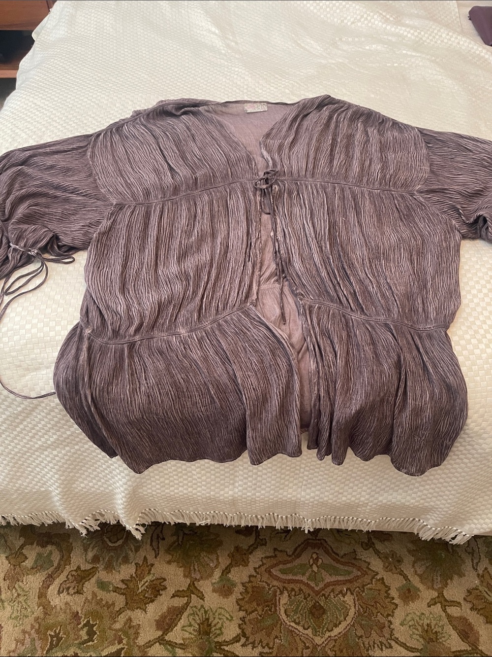 XL Free People Lavender-Plum Crinkle Tie-Front Tunic